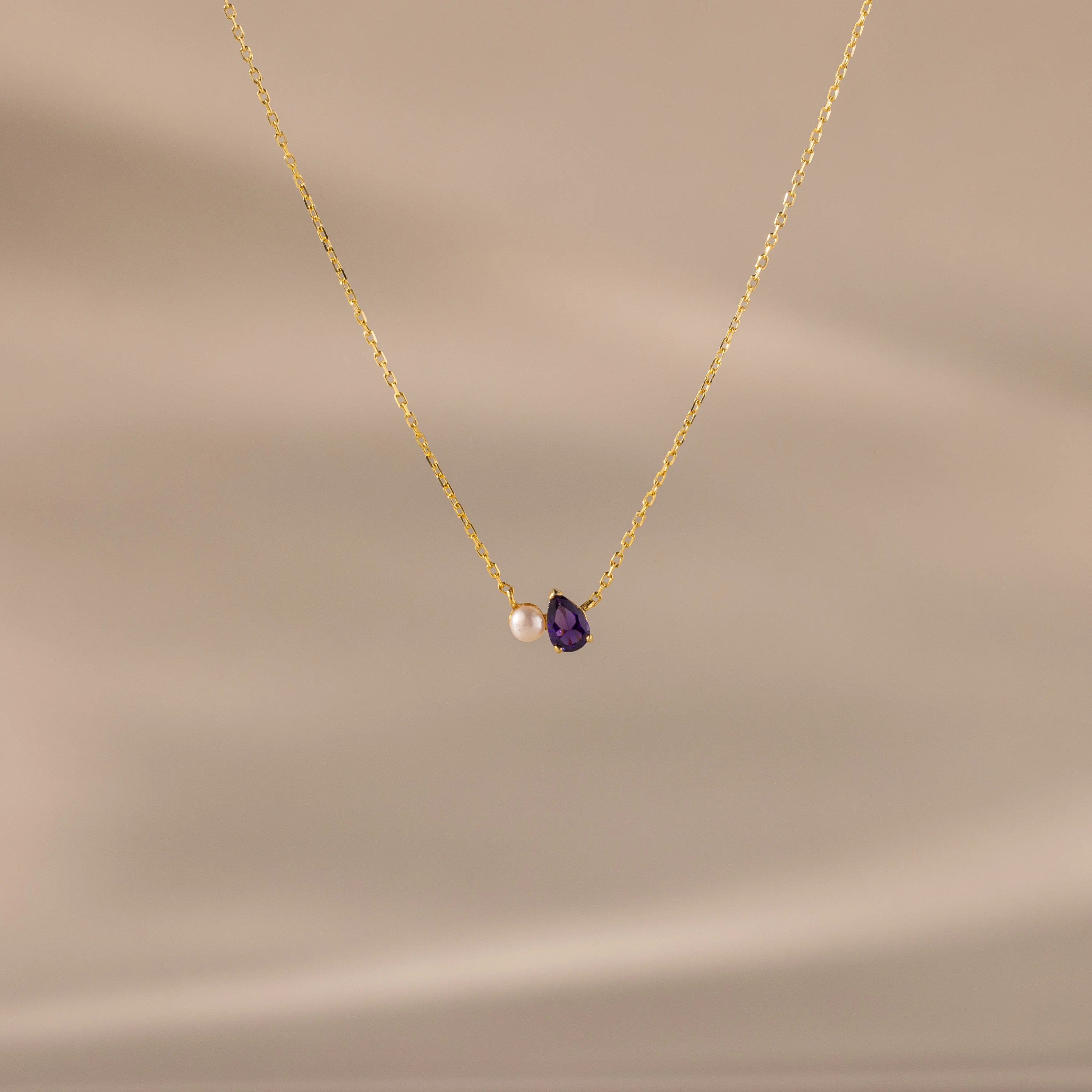 Teardrop Amethyst & Pearl Necklace