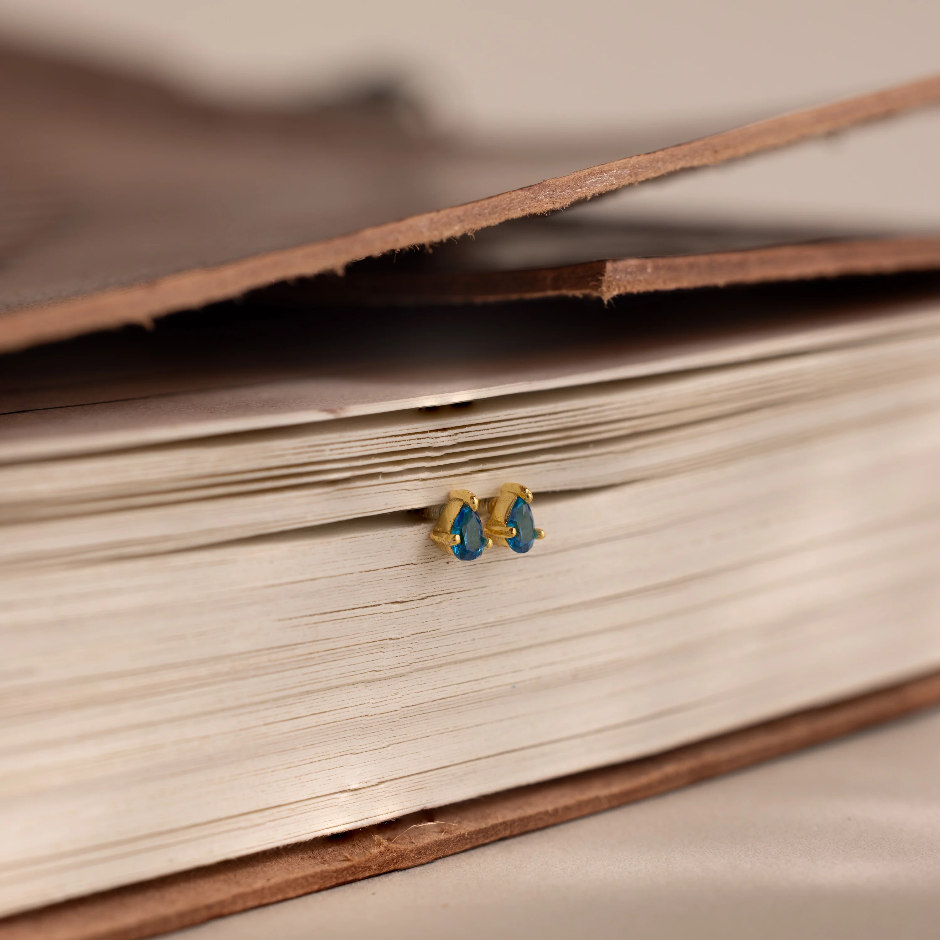 Teardrop Blue Zircon Flatback Studs - Image 3