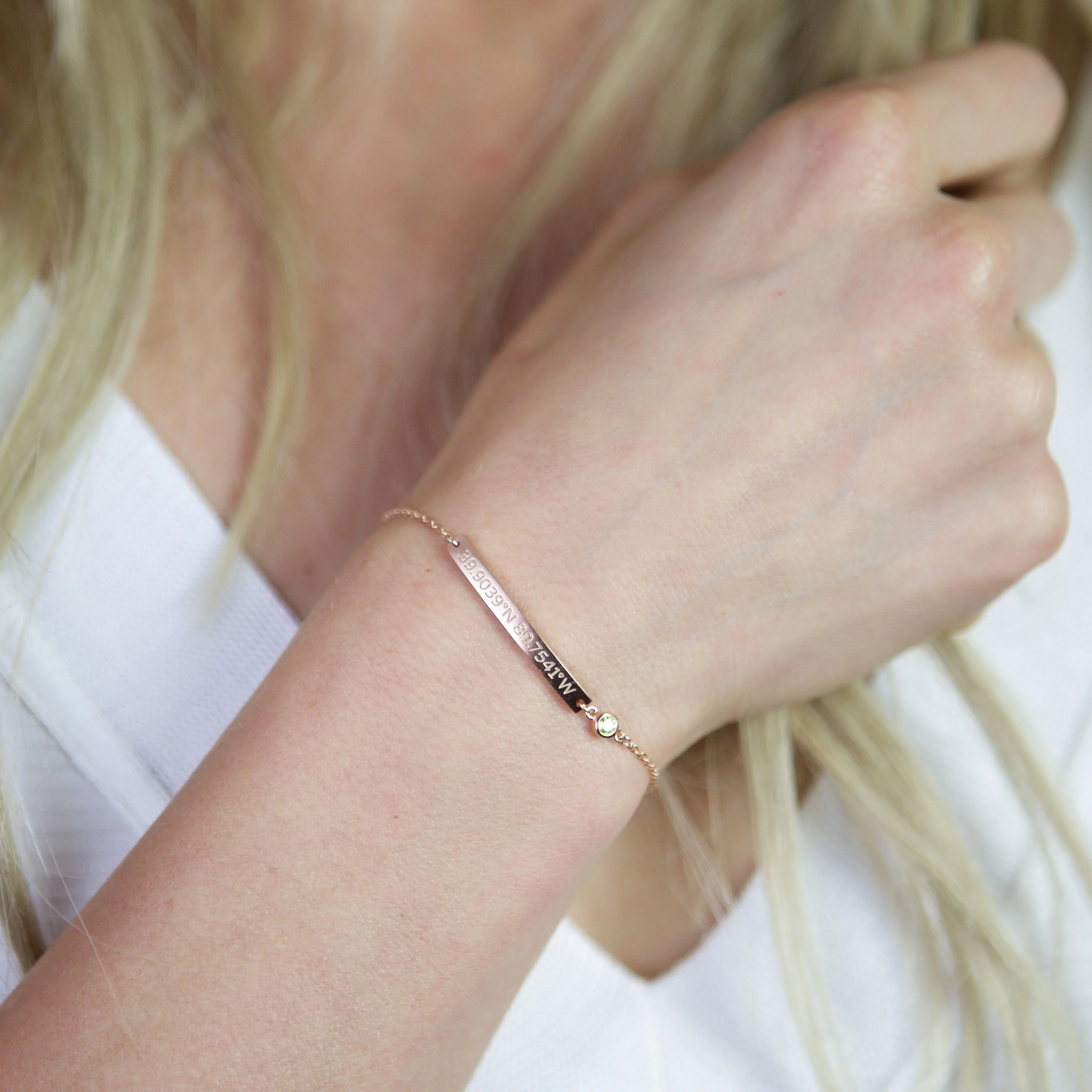 Thin Coordinates Bar Bracelet - Image 2