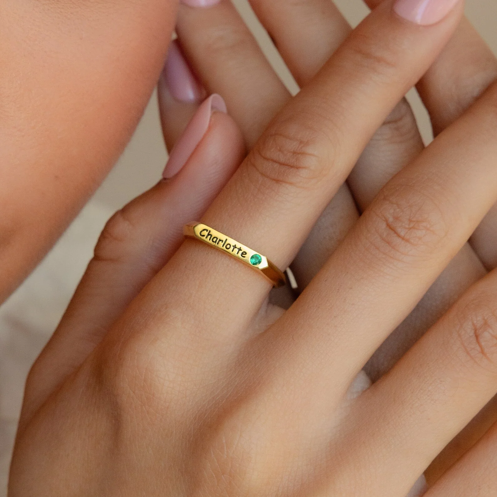 Thin Name Signet Ring - Image 2