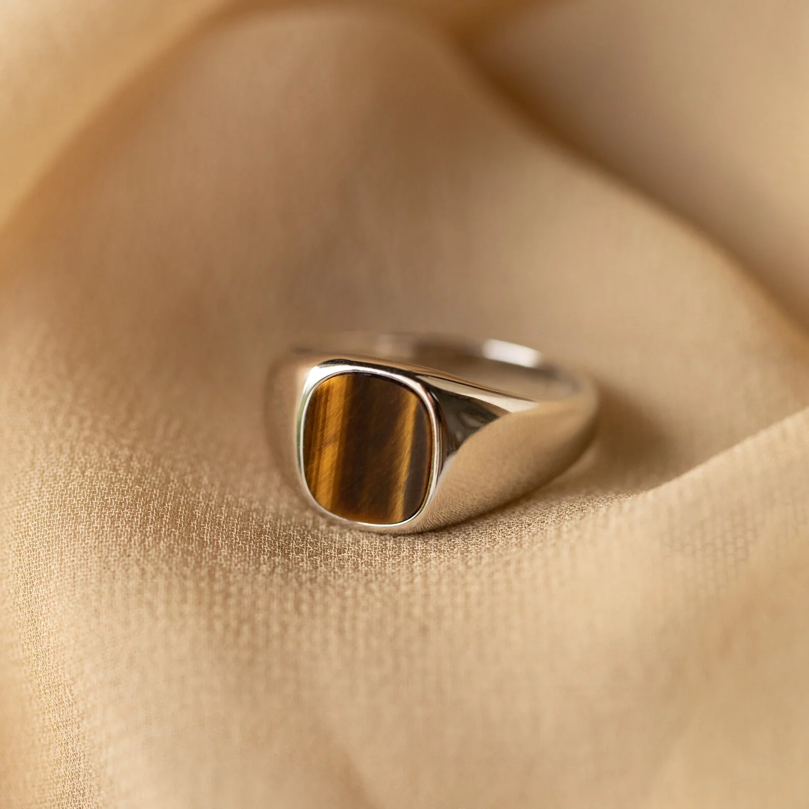 Tigers Eye Signet Ring in Silver