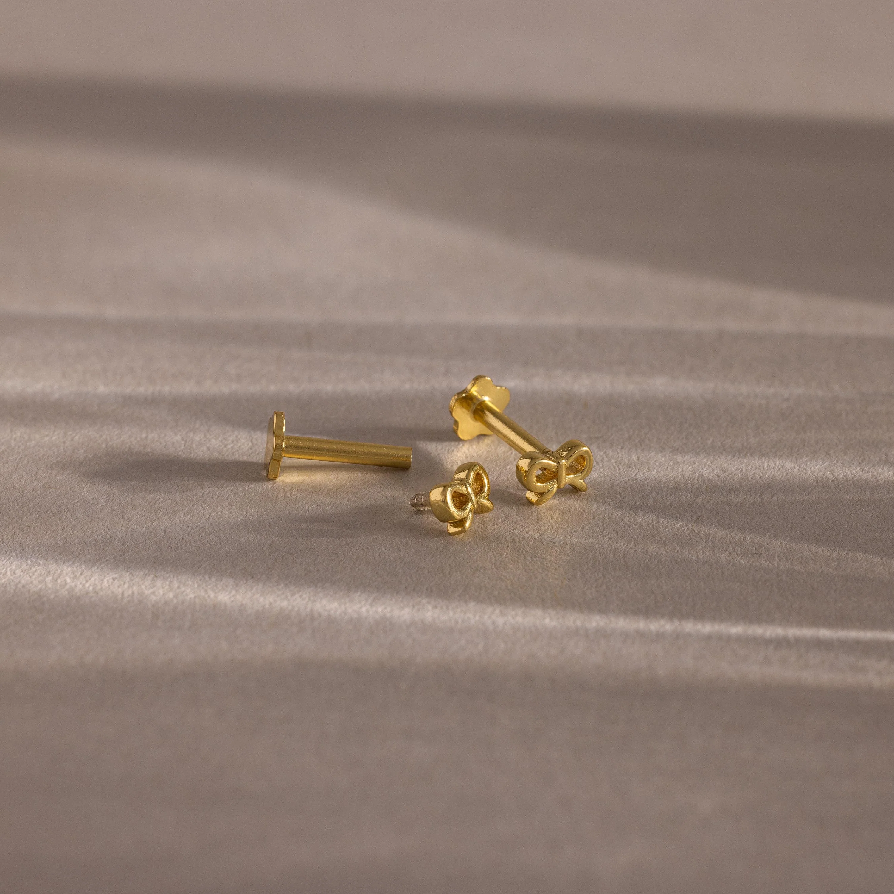 Tiny Bow Flatback Studs in 18K Gold - Image 3
