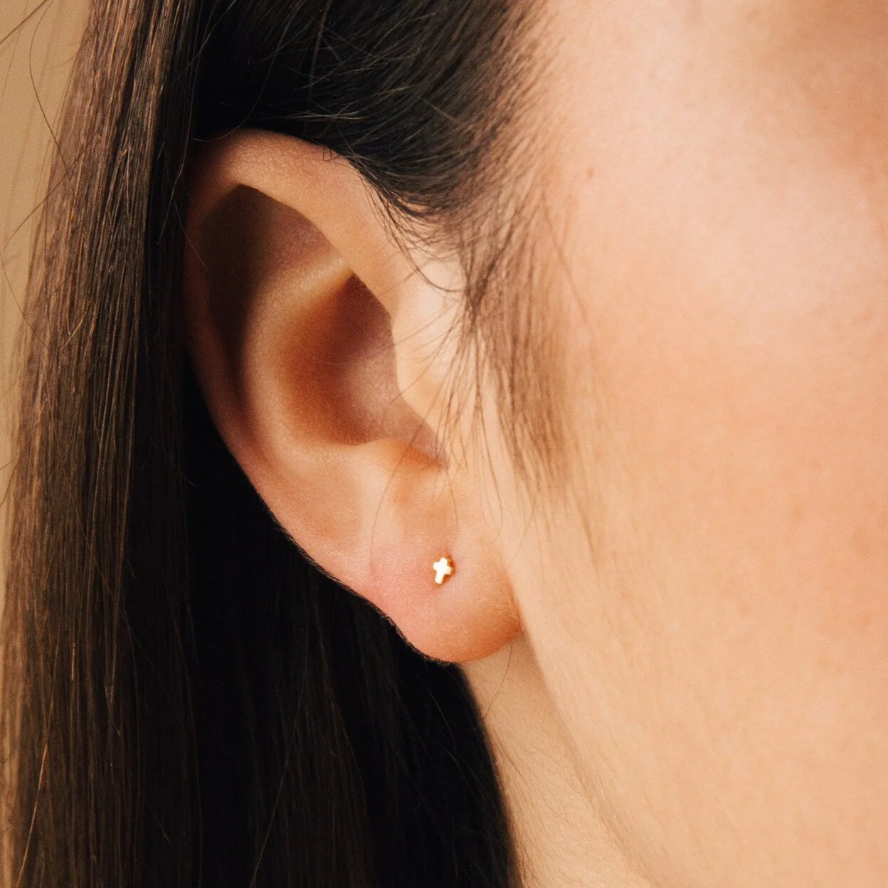 Tiny Cross Studs in Silver - Image 3