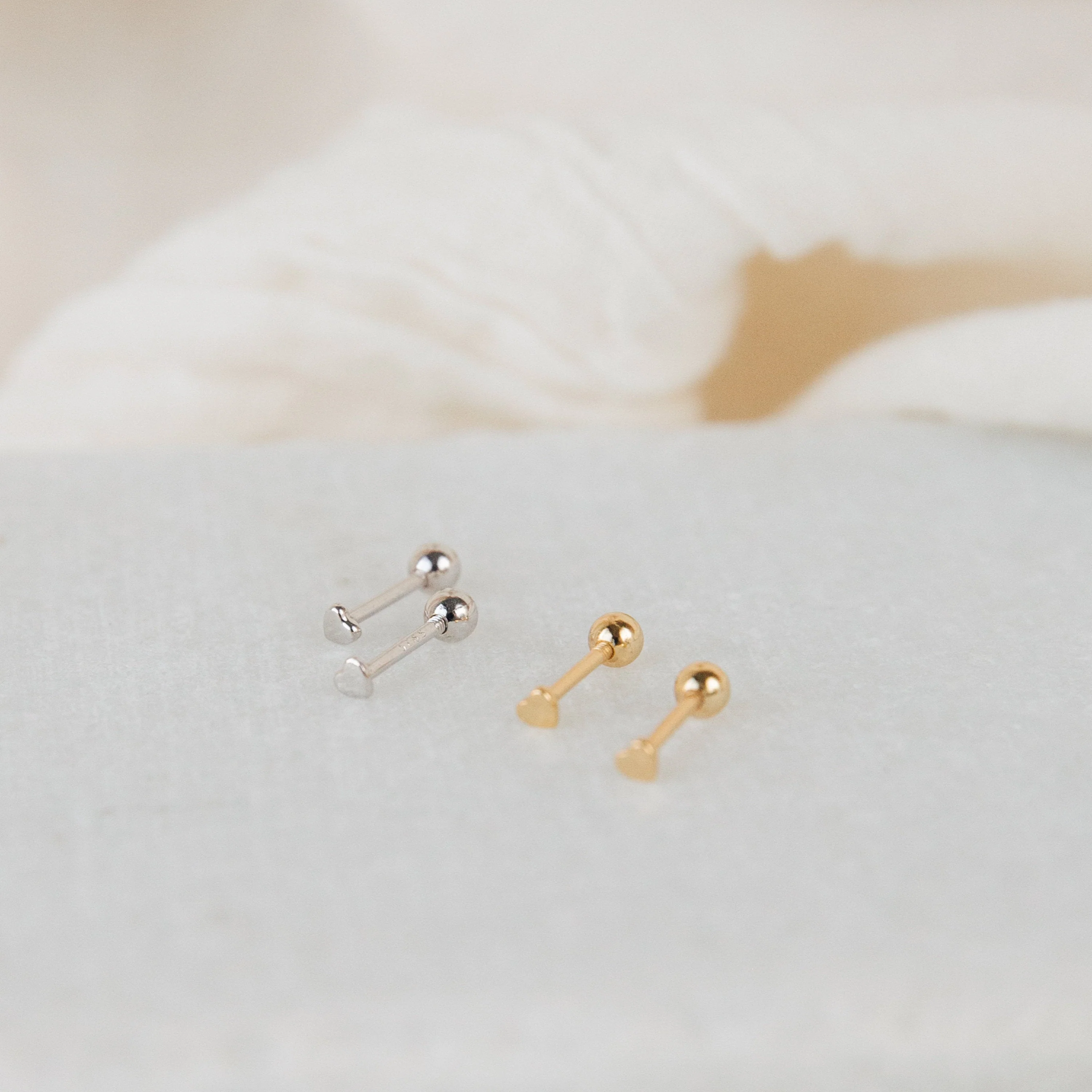 Tiny Heart Studs in Silver - Image 5