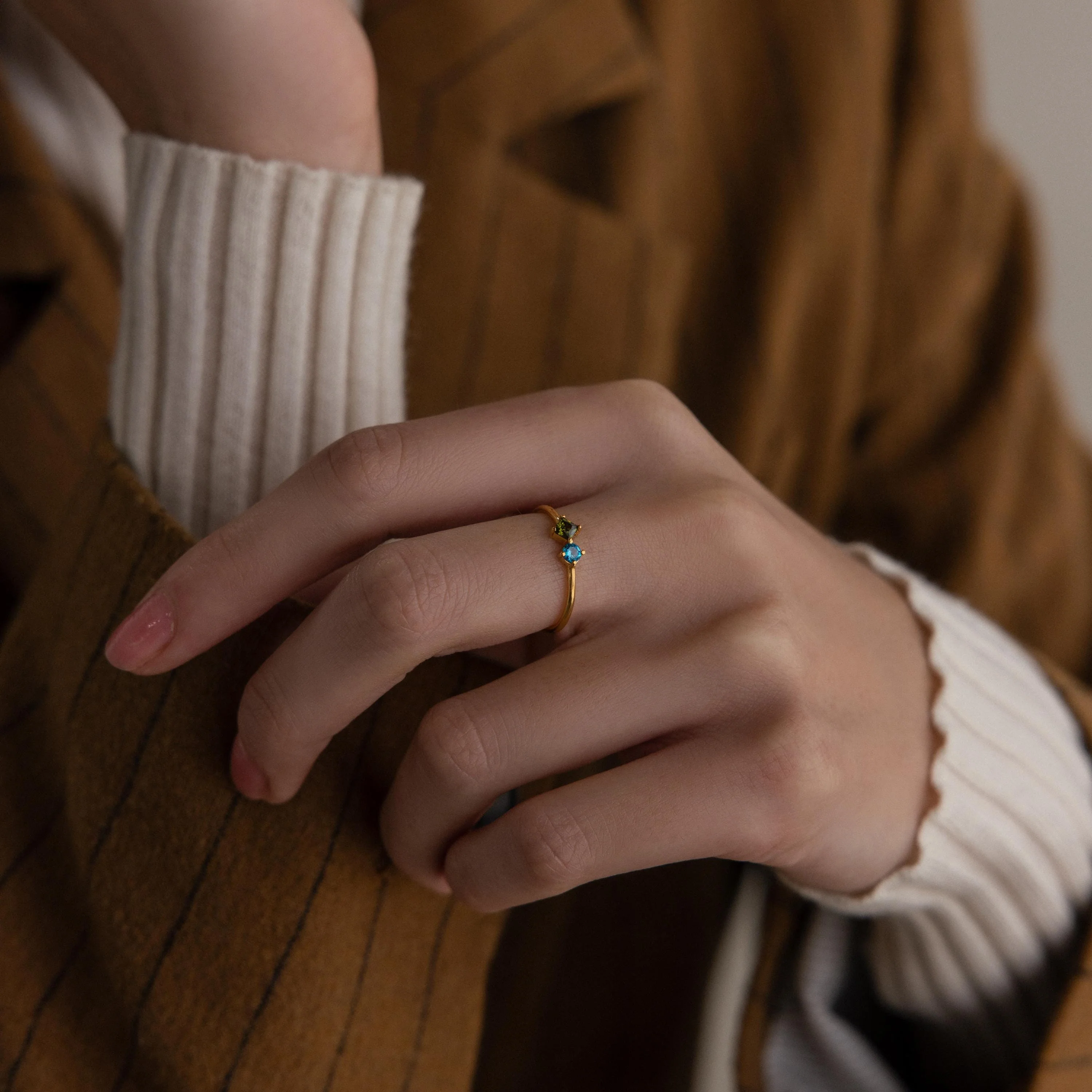 Toi et Moi Princess Birthstone Ring - Image 2