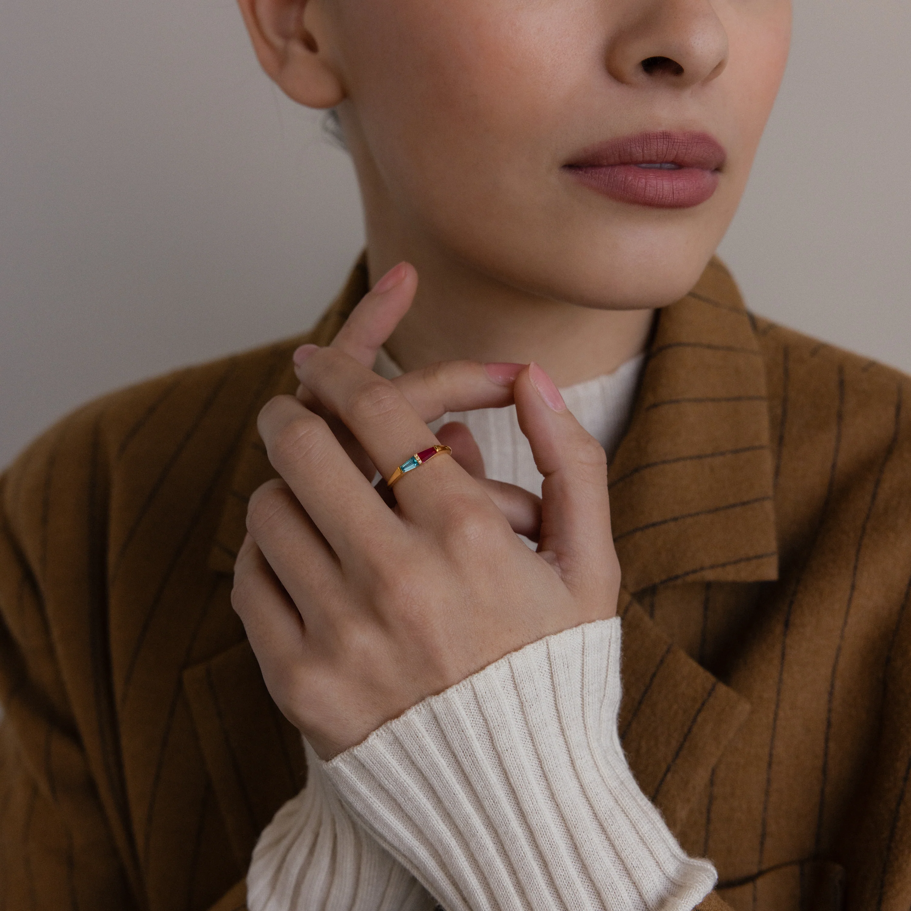 Toi et Moi Tapered Birthstone Ring - Image 3