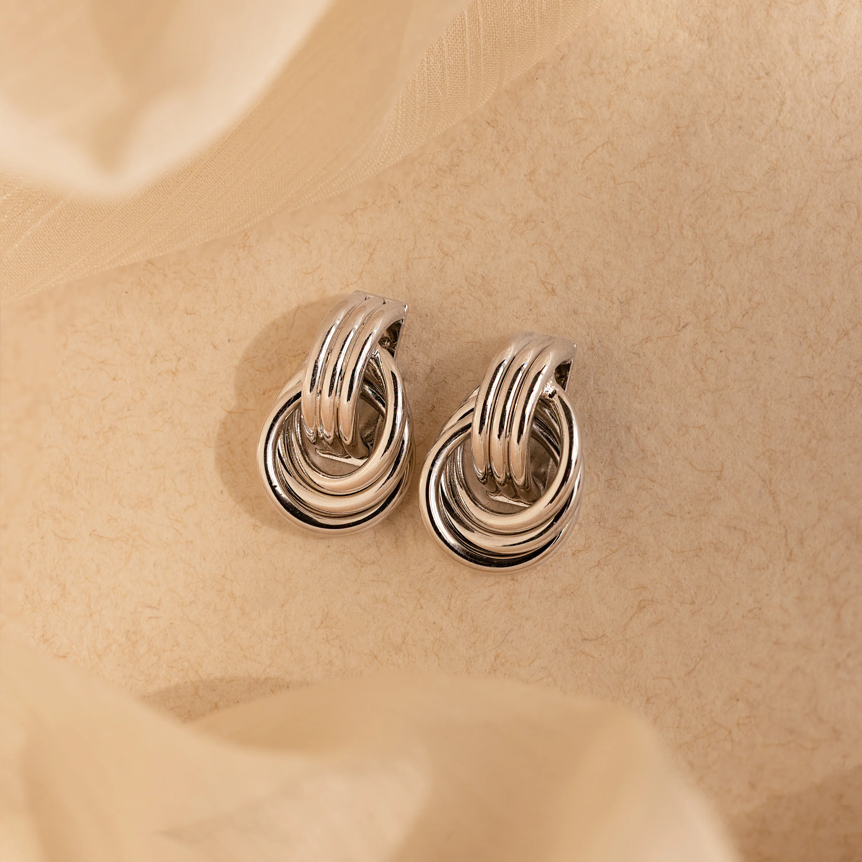 Triple Knot Earrings in Silver - Image 3