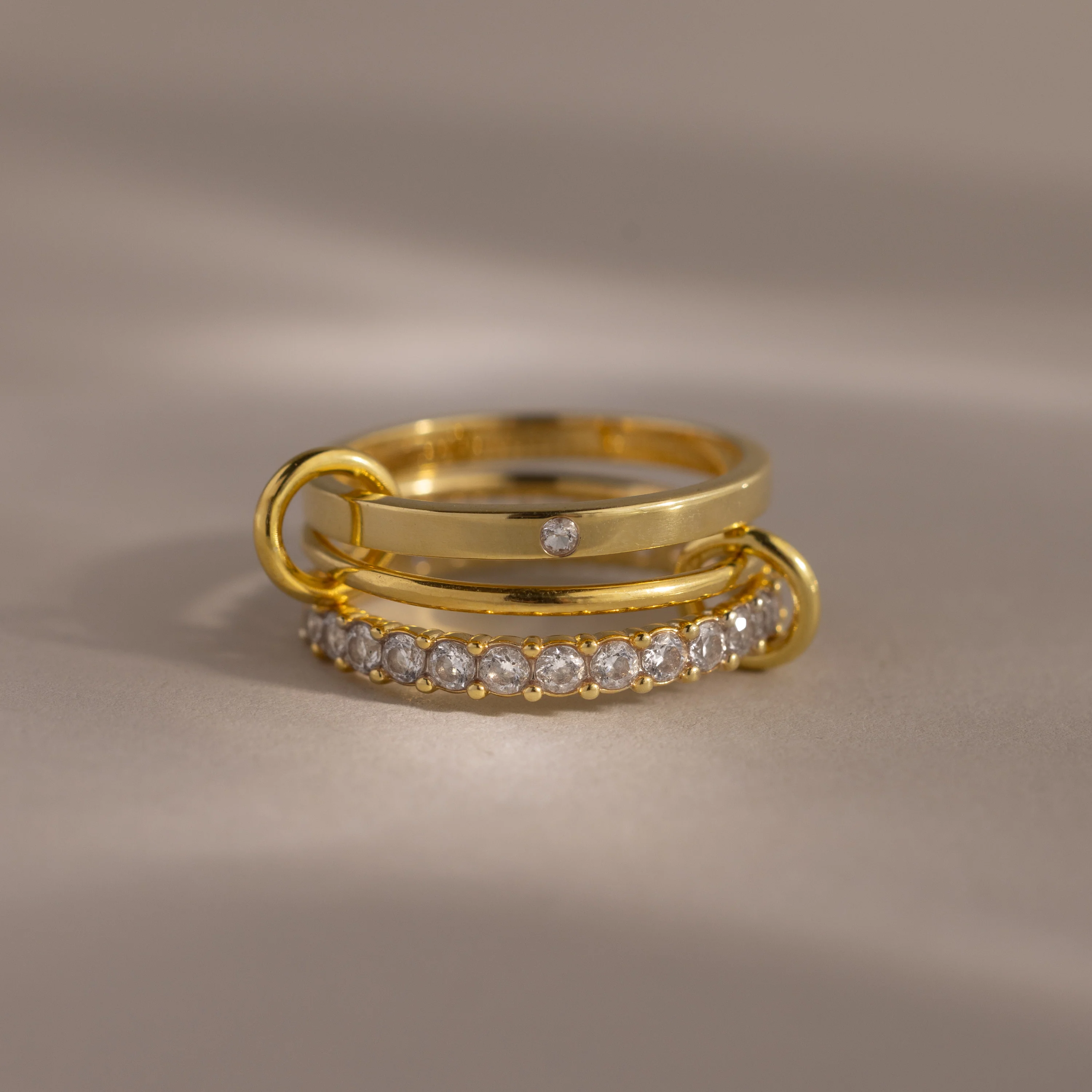 Triple Linked Diamond Ring Set