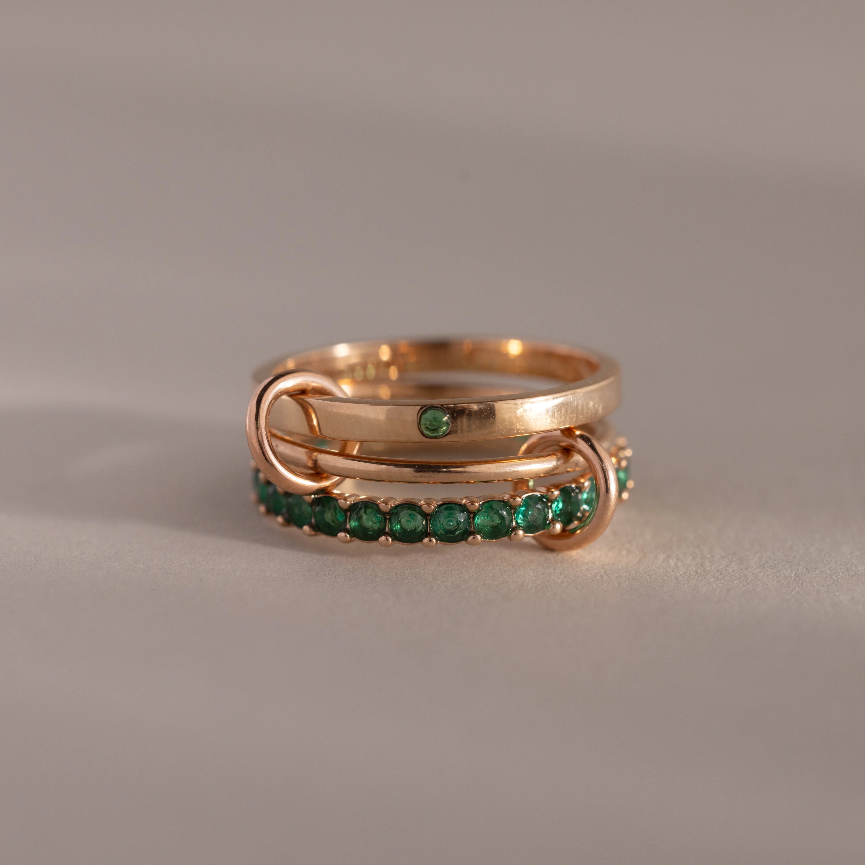 Triple Linked Emerald Ring Set - Image 5