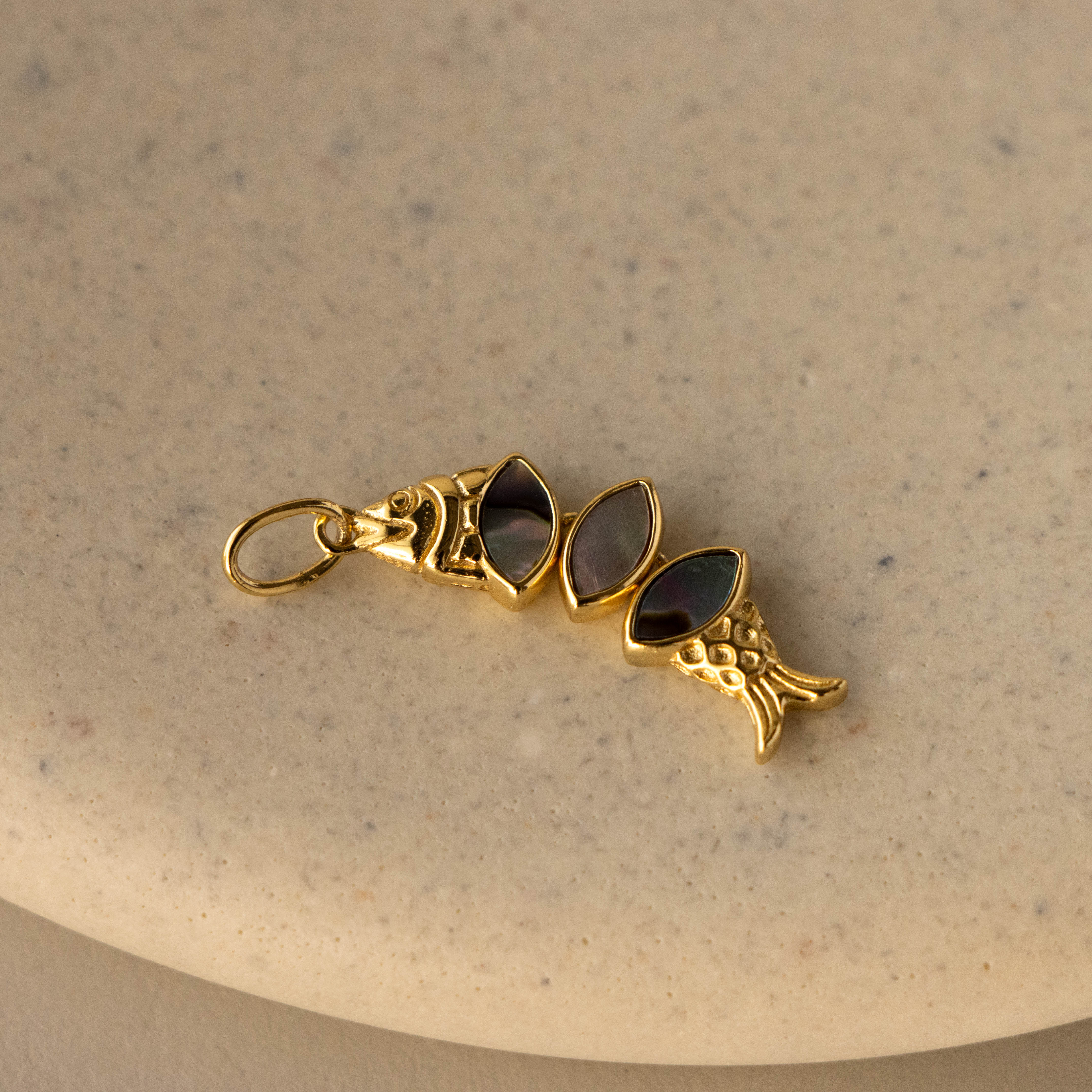 Triple Marquise Abalone Fish Charm