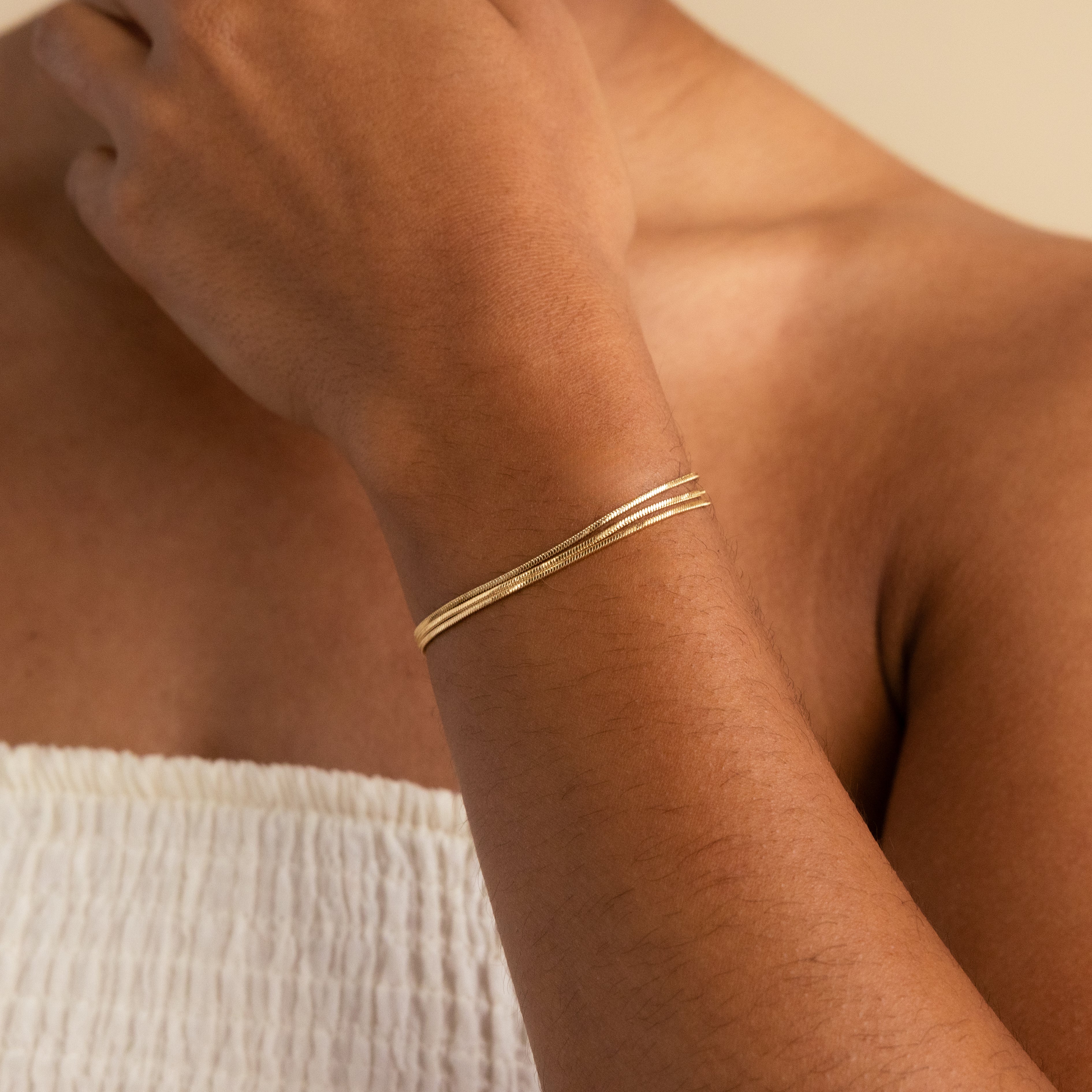 Triple Snake Chain Bracelet in 18K Gold