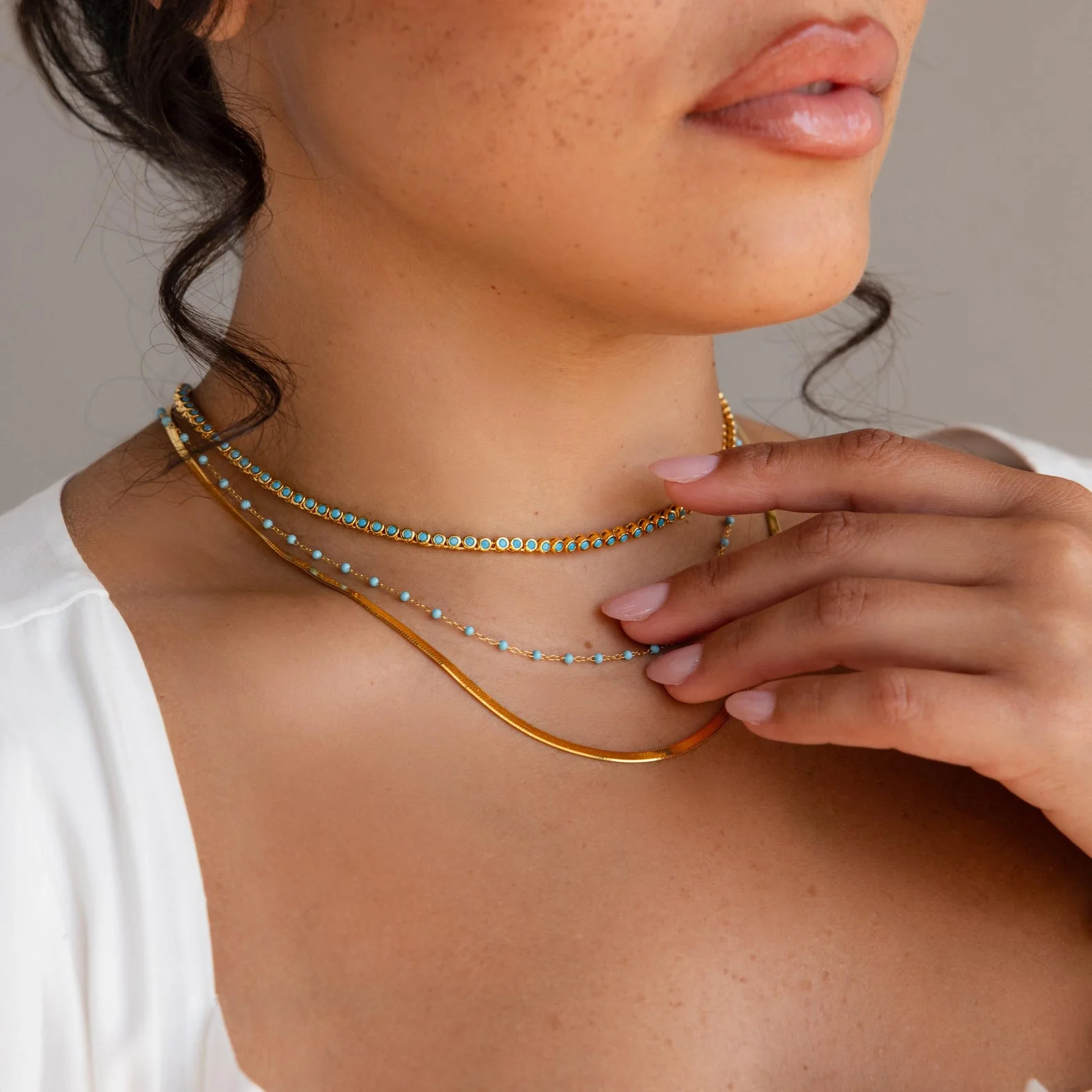 Turquoise Bezel Tennis Necklace - Image 8