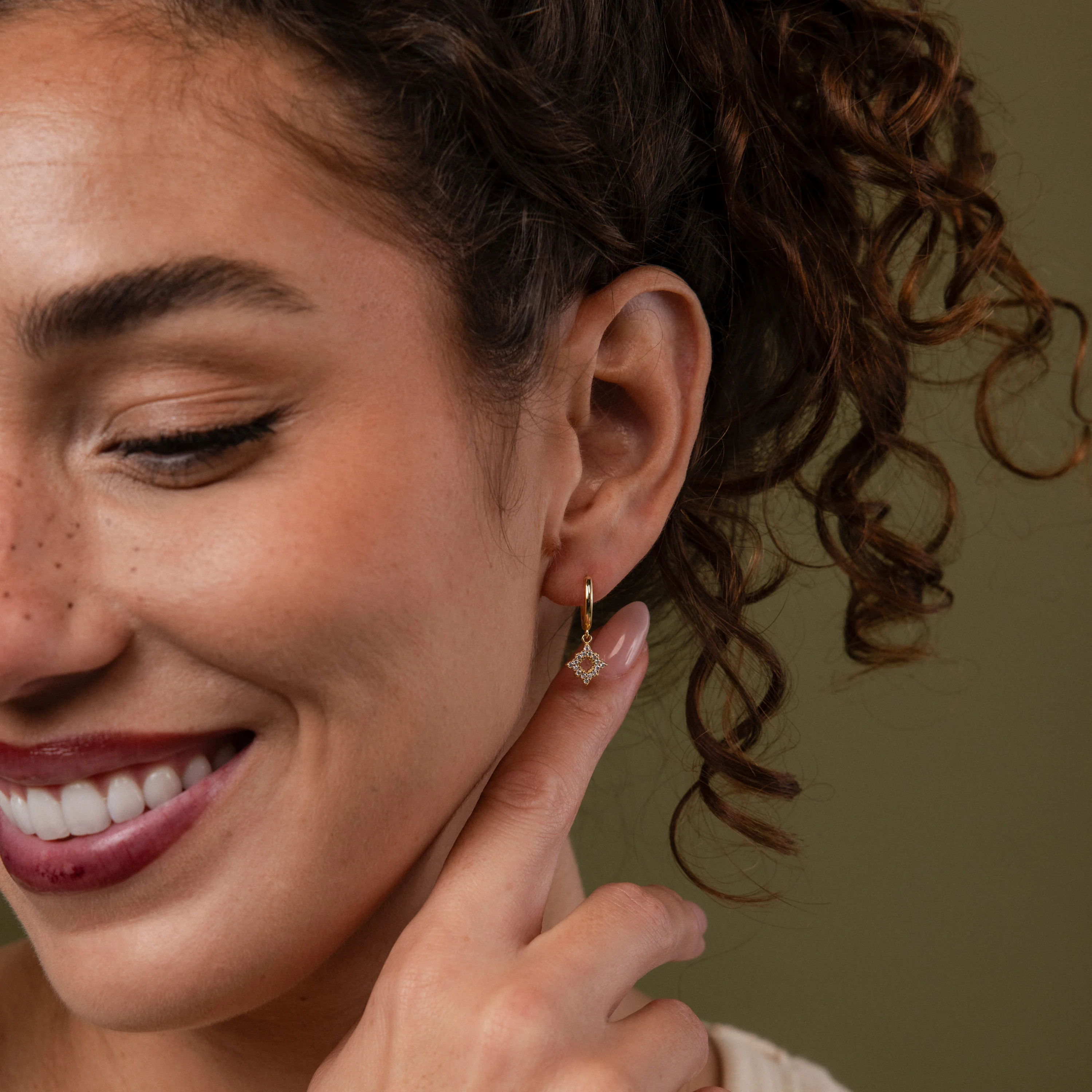 Twilight Star Hoops in 18K Gold - Image 3