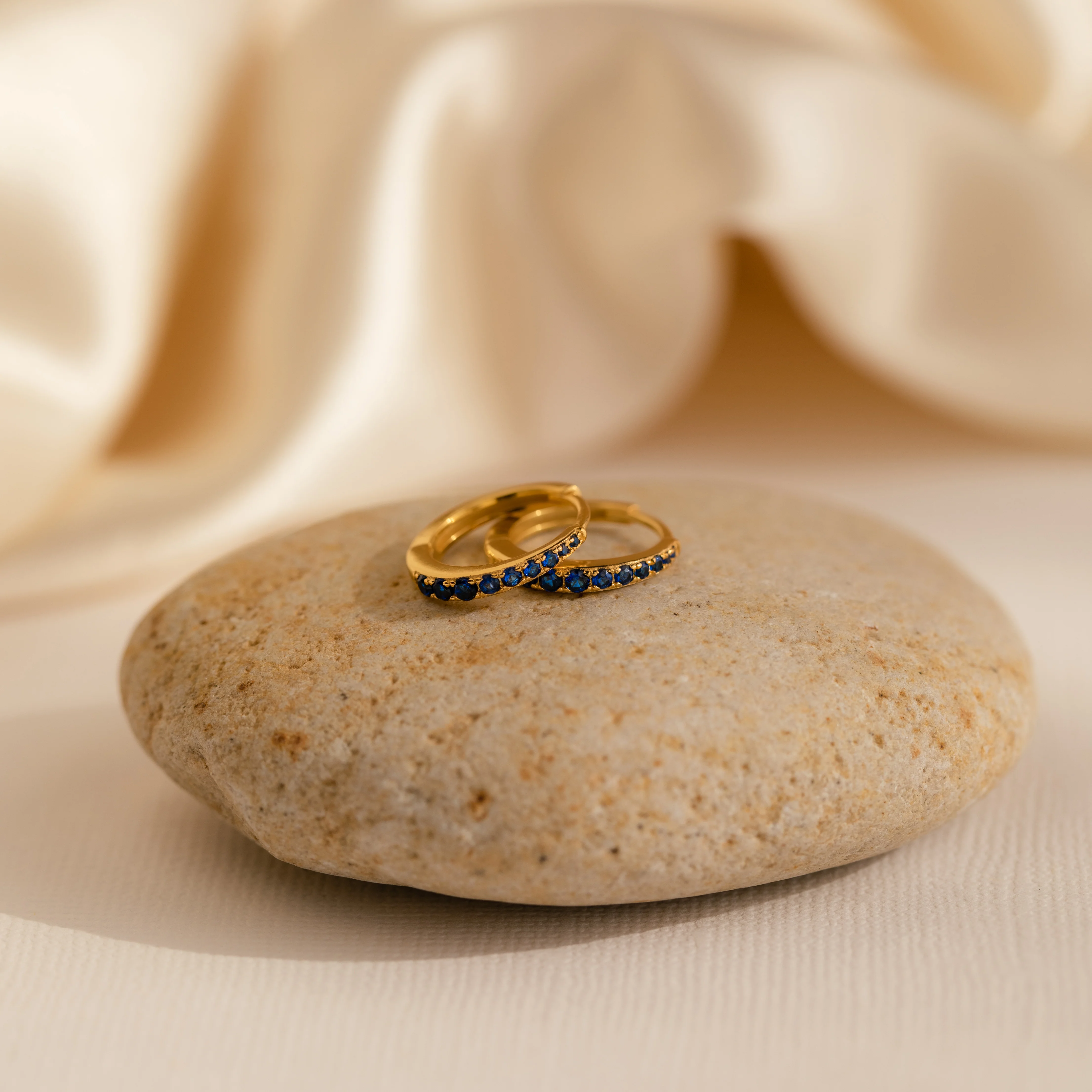 Vera Pave Sapphire Huggies
