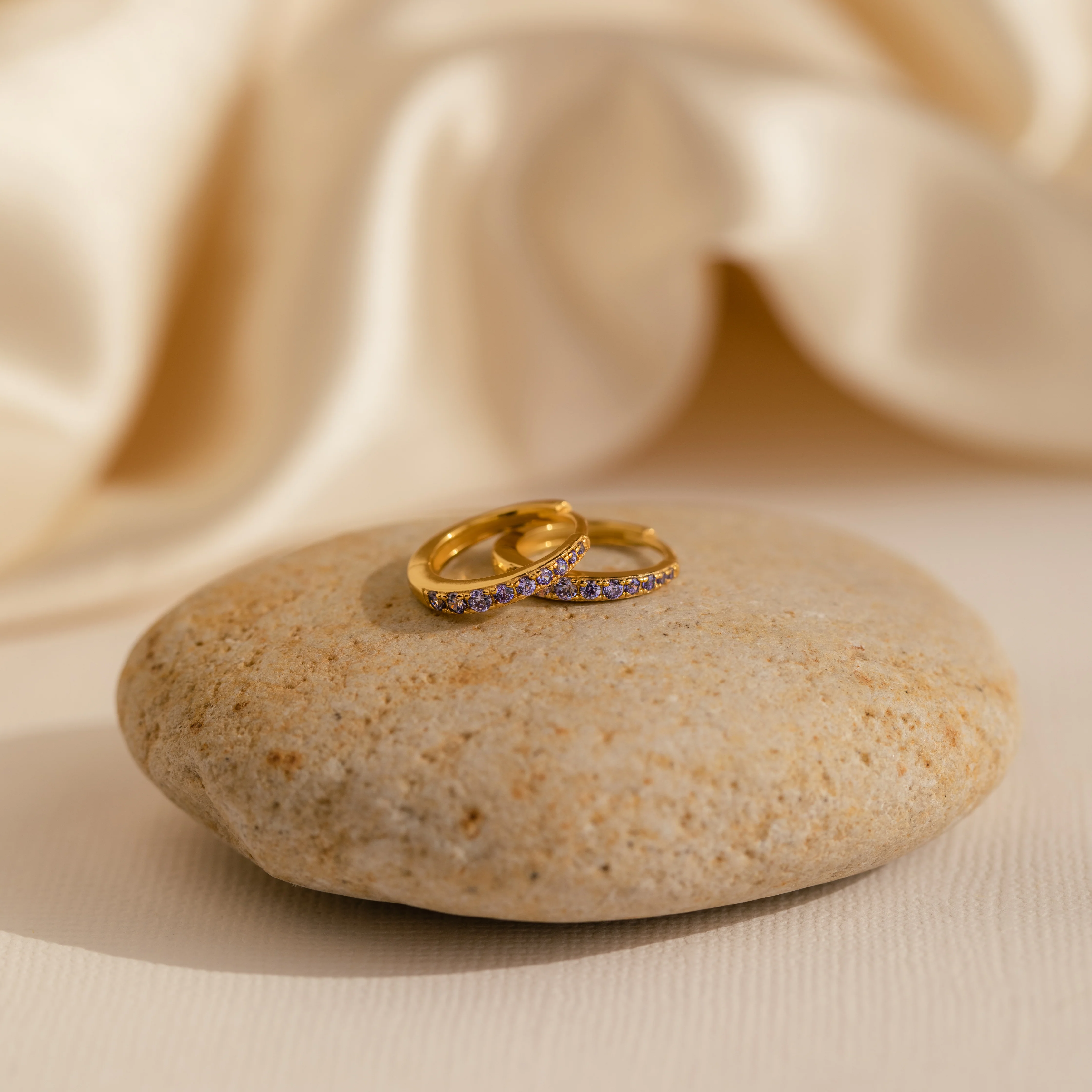 Vera Pave Amethyst Huggies