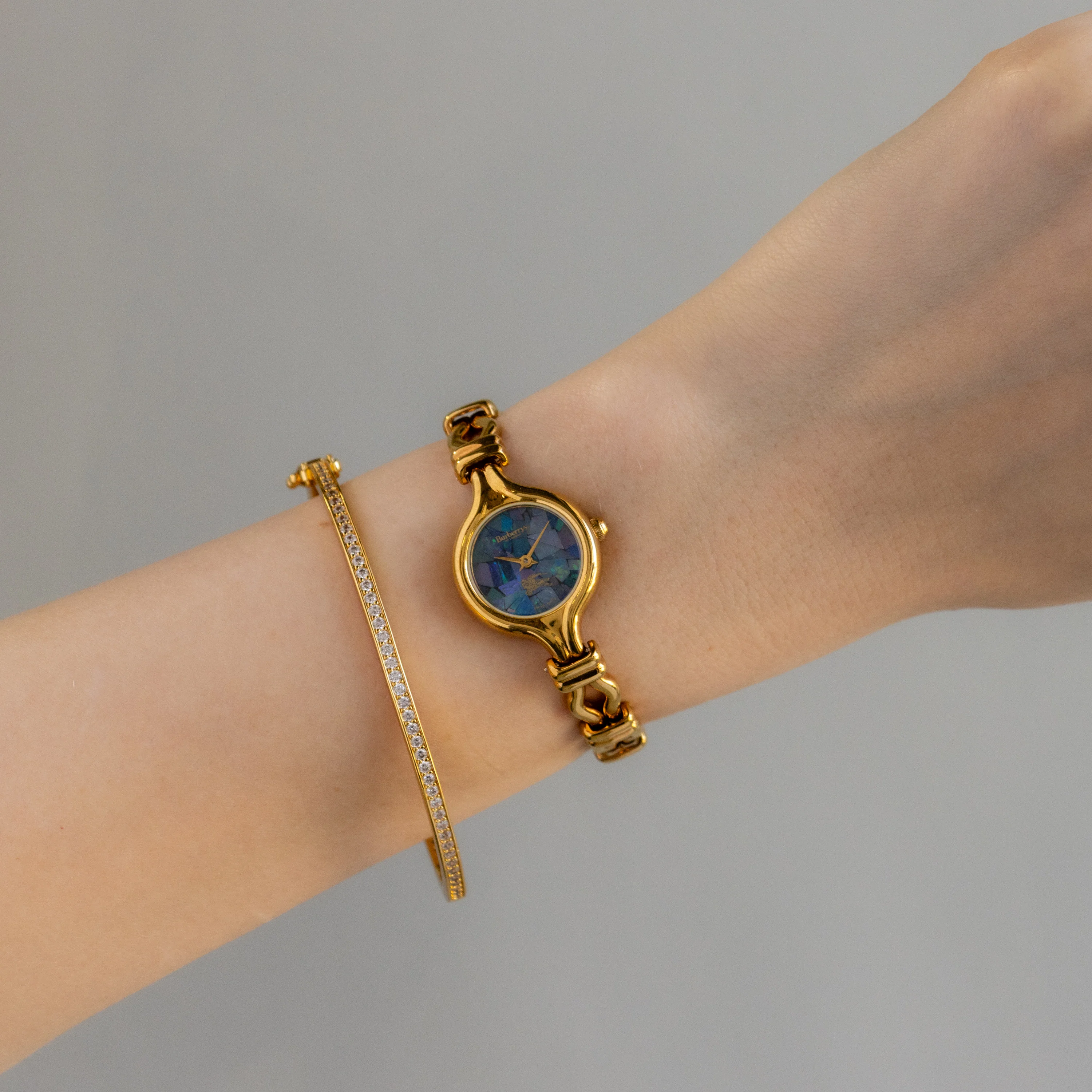 Vintage Burberrys Dainty Mosaic Gold Watch
