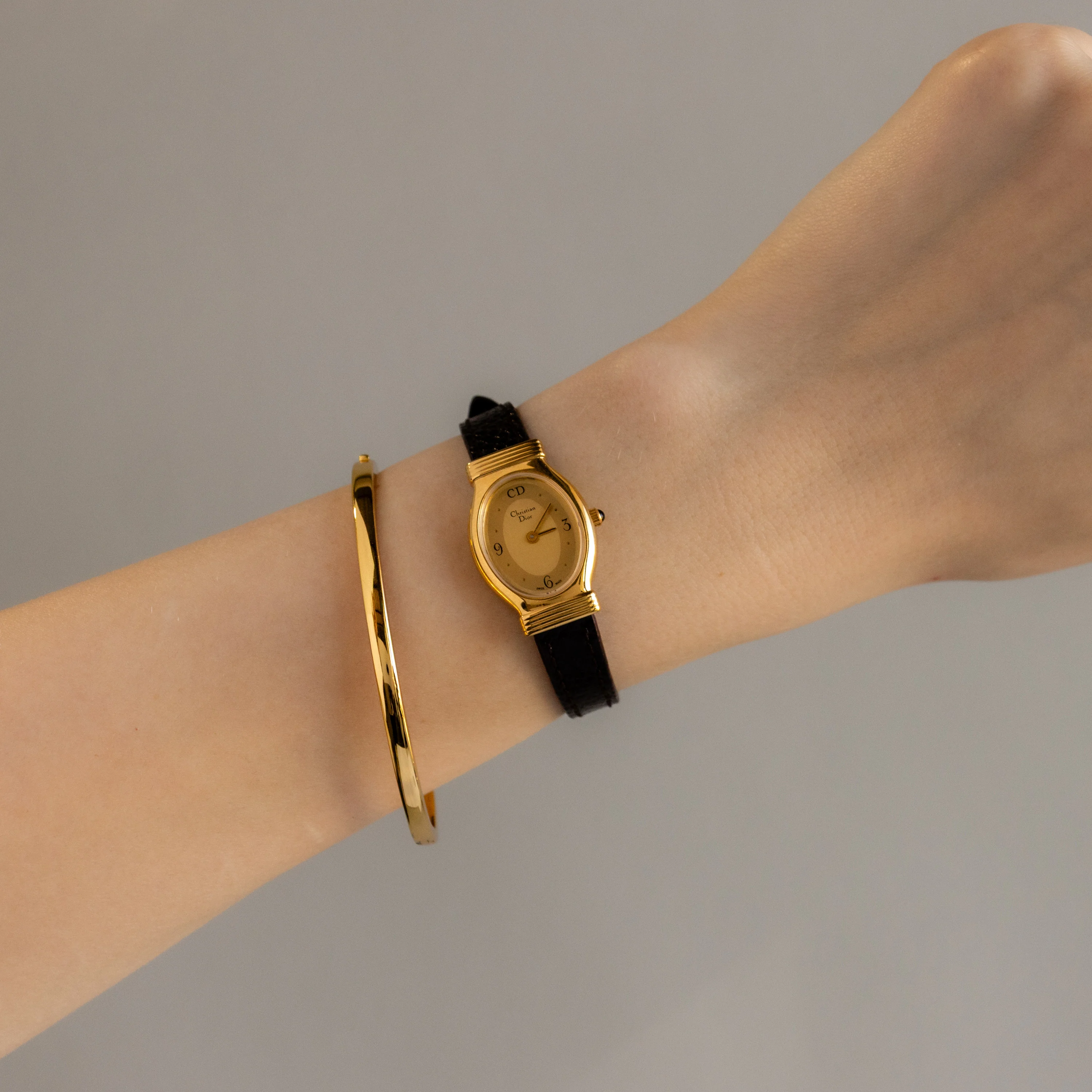 Vintage Christian Dior Swiss Oval Gold Watch