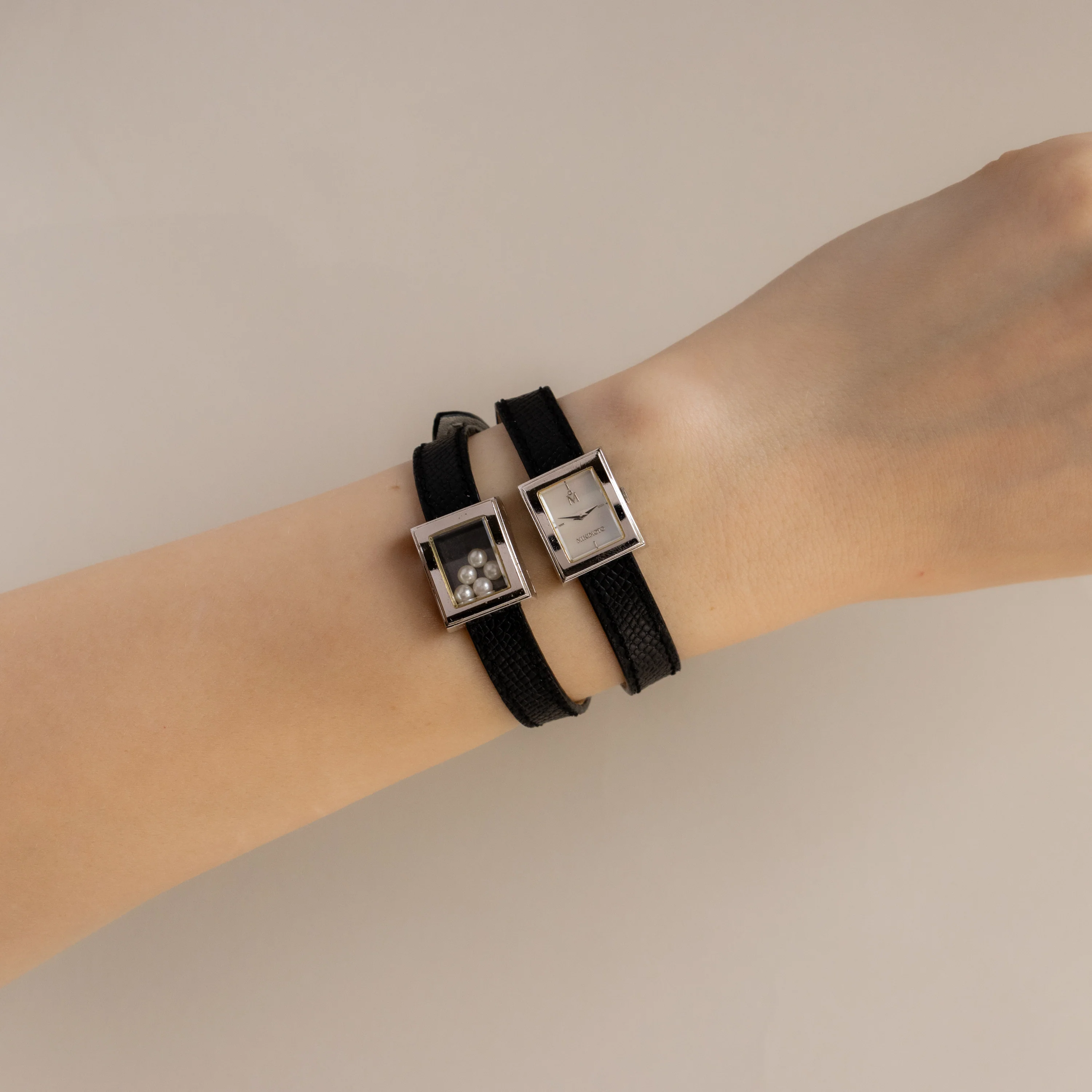 Vintage Mikimoto Midnight Pearl Silver Watch