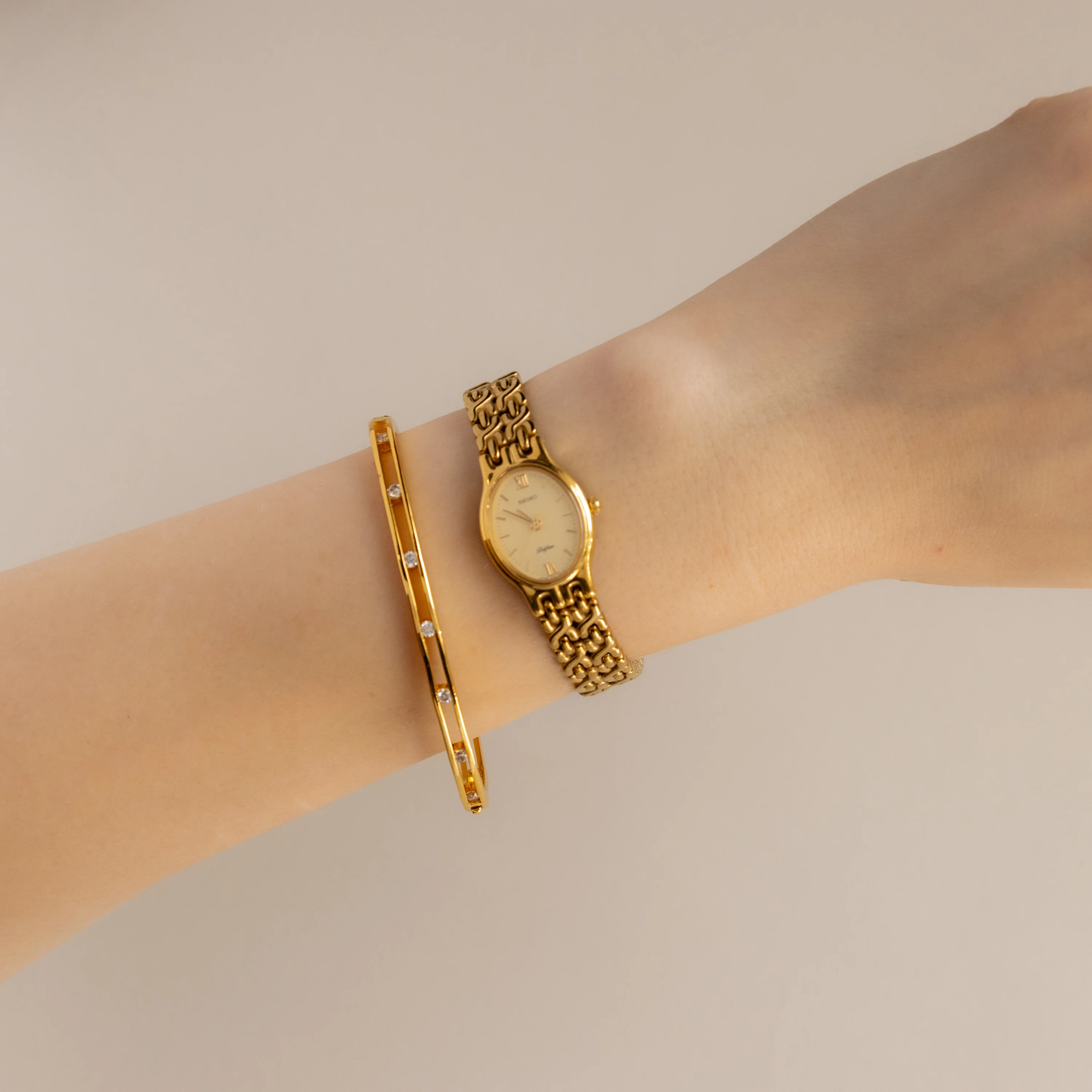 Vintage Seiko Belfina Oval Gold Watch