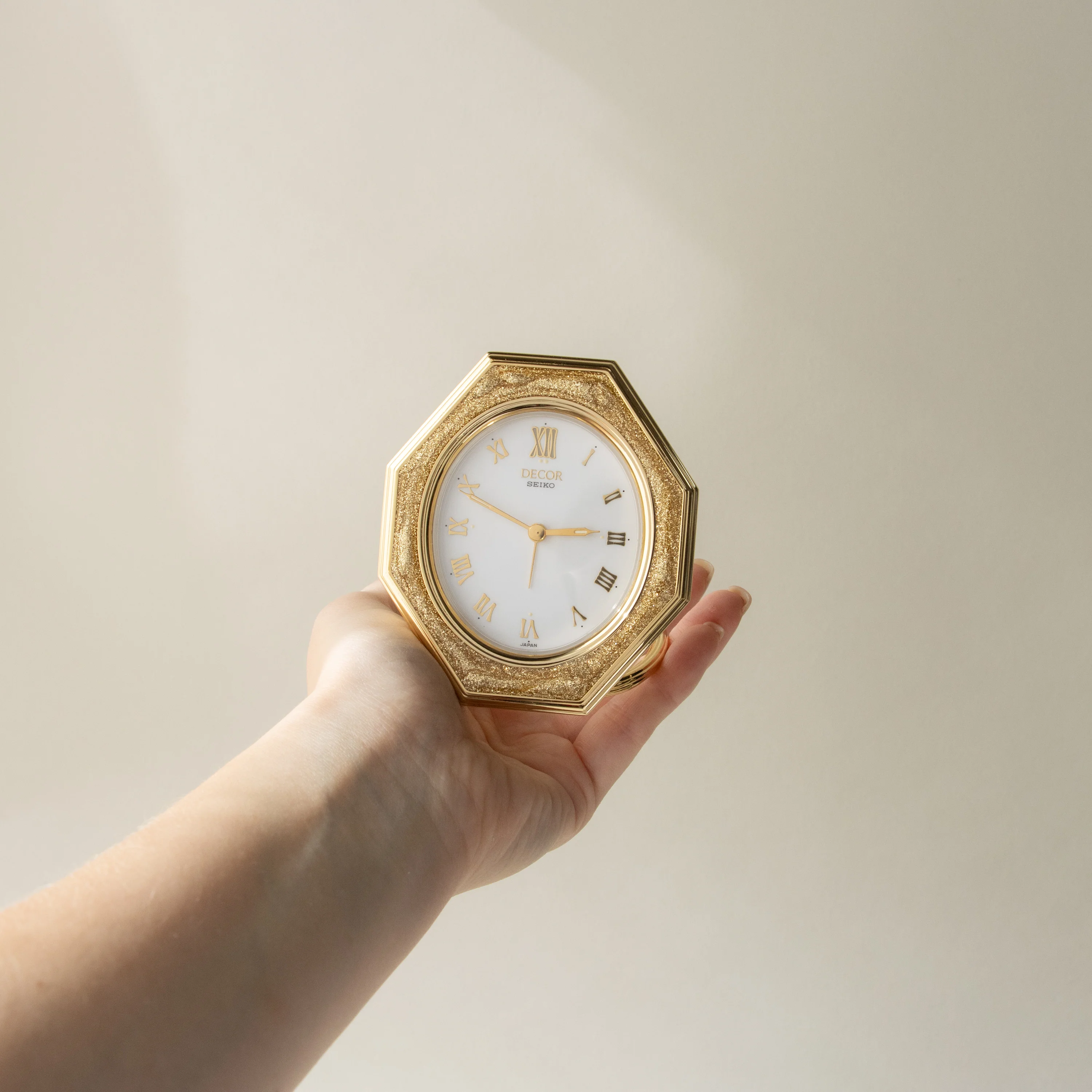 Vintage Seiko Octagonal Gold Desk Clock - Image 3