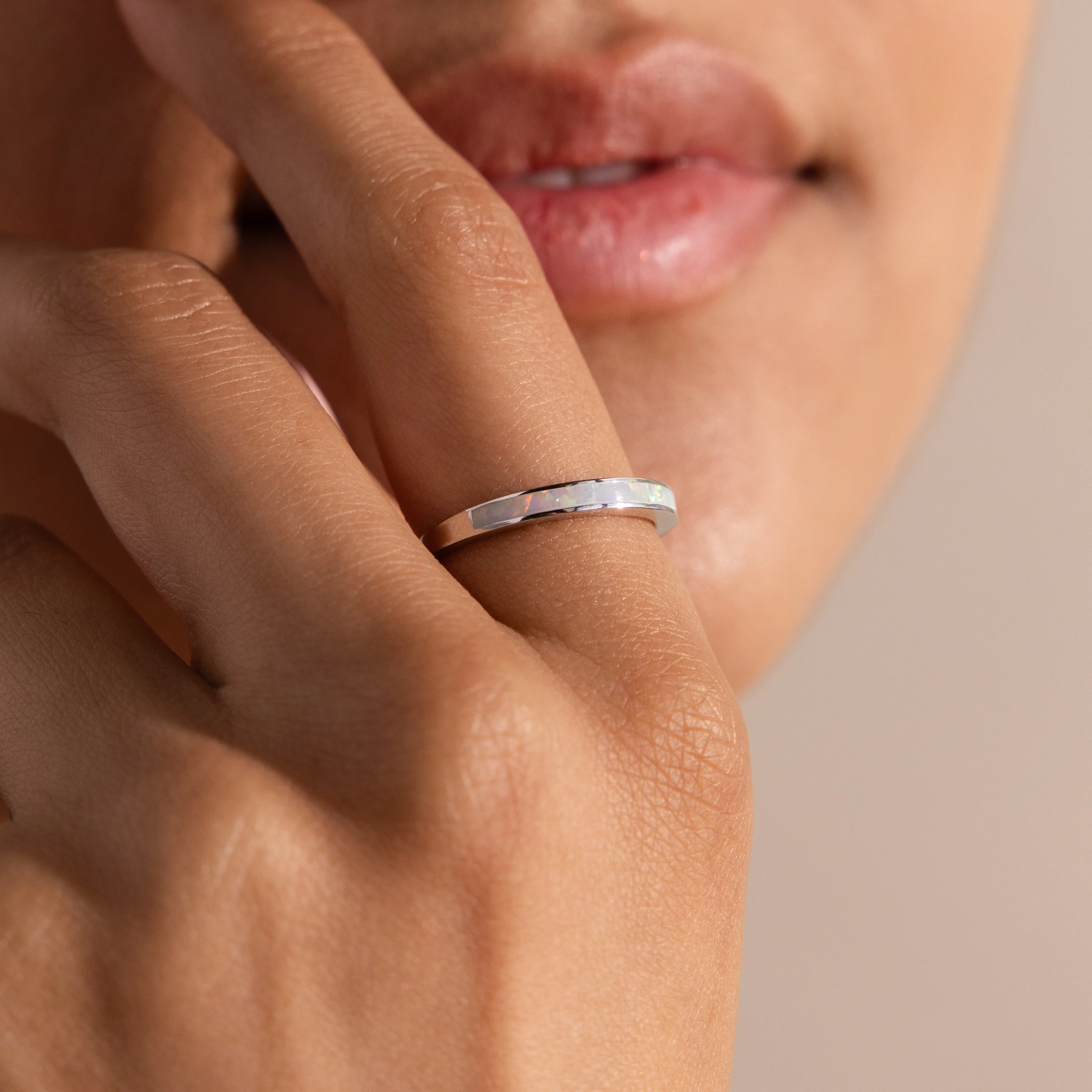 White Opal Inlay Band - Image 6